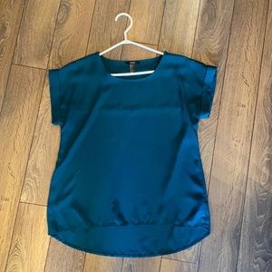 H&M Deep Jewel-Tone Green Flowy Top